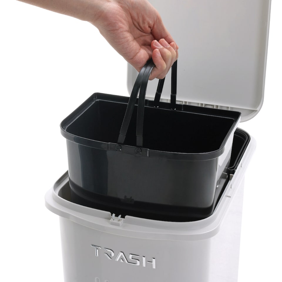 image 1 of Living and Home 18L 2-Tier Dry Wet Separation Trash Bin with Inner Buckets | Grey