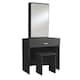 image 2 of Makeup Dressing Table Set With Sliding Storage Space Vanity Mirror and Stool White