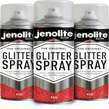 Jenolite Multi-Surface Glitter Paint - Red - 400ml Spray Can - 3-Pack