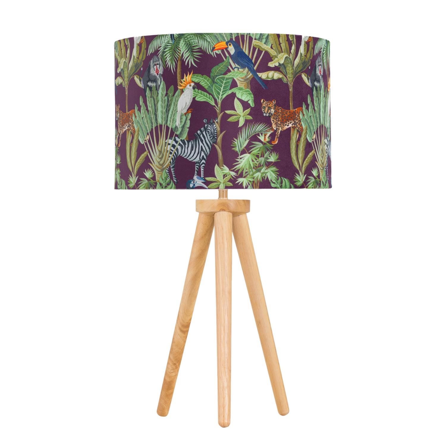 First Choice Lighting Voyage - Light Oak Table Lamp or Bedside Light with Safari Shade in Brown