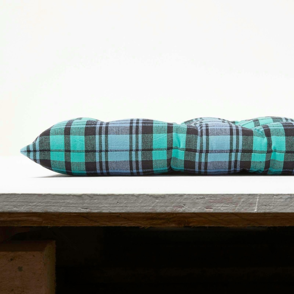 image 1 of Homescapes Garden Bench Cushion Luxury 3 Seater Cotton Tartan Indoor Outdoor Seat Pad | Green | 143 x 48 cm | 1