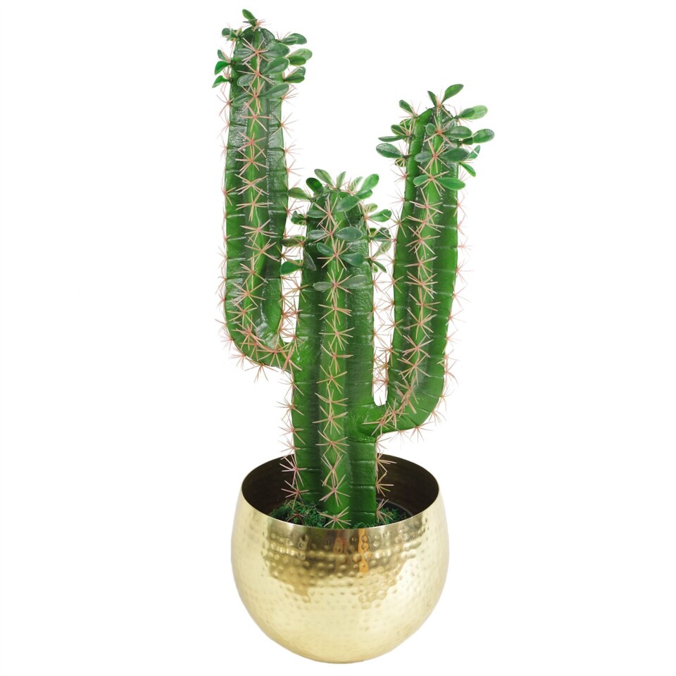 image 1 of Leaf Large Metal Planter 22 x 18cm Hammered Brass Gold Colour - Straight Edge | Gold