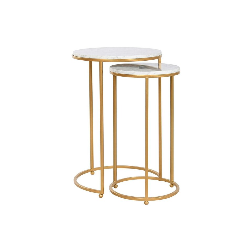 image 1 of Set of 2 tables Home ESPRIT Golden Metal Marble 40 x 40 x 64 cm