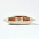 image 2 of Homescapes Beige and Cream Real Leather & Goat Hair Small Check Cushion with Feather Filling - 45 x 45 cm Cream