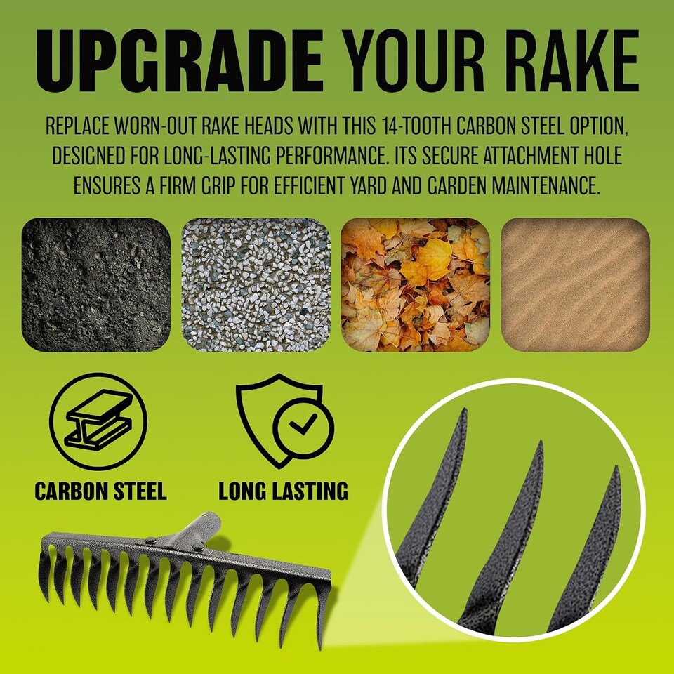 image 1 of 14 Tooth Teeth Emergency Replacement Rake Head Garden Lawn Leaf Raking