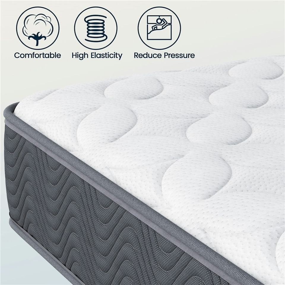 image 1 of Yaheetech Single Medium Firm Hybrid Mattress with Pocket Sprung