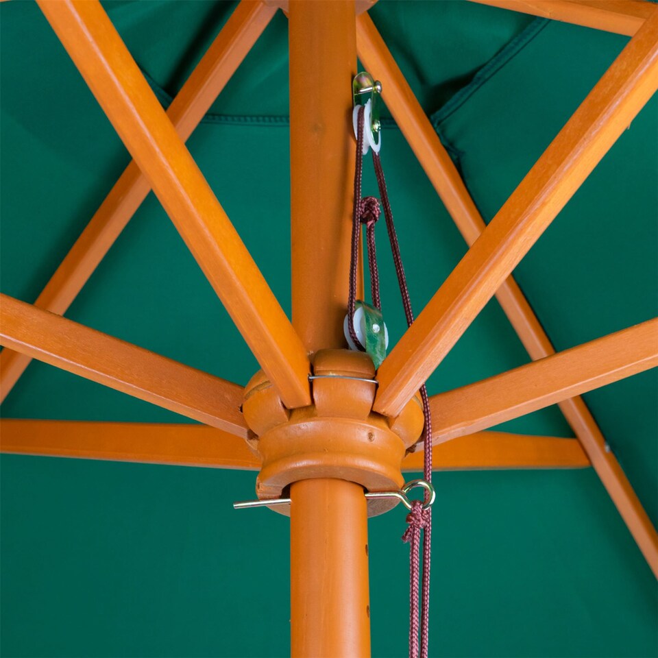 image 1 of Harbour Housewares Wooden Garden Parasol & Base Set - 2.7m - Green