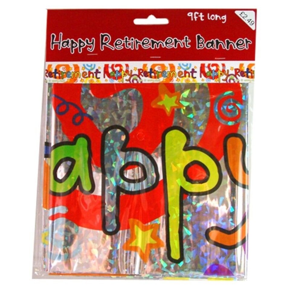 Happy Retirement Foil Banner - Multicoloured - One Size