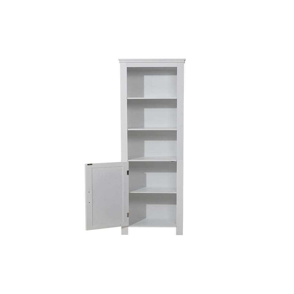 image 1 of Living and Home Rustic & 3 Shelves Freestanding Bathroom Tall Cabinet - White