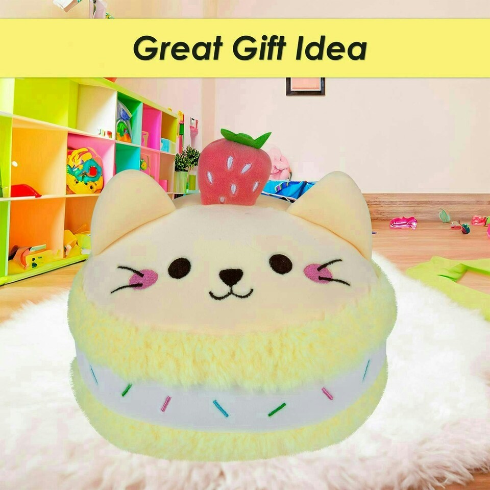 image 1 of Macaroon Cat Soft Toy Cute Plushie Huggable Cuddly Stuffed Toy 23cm Yellow