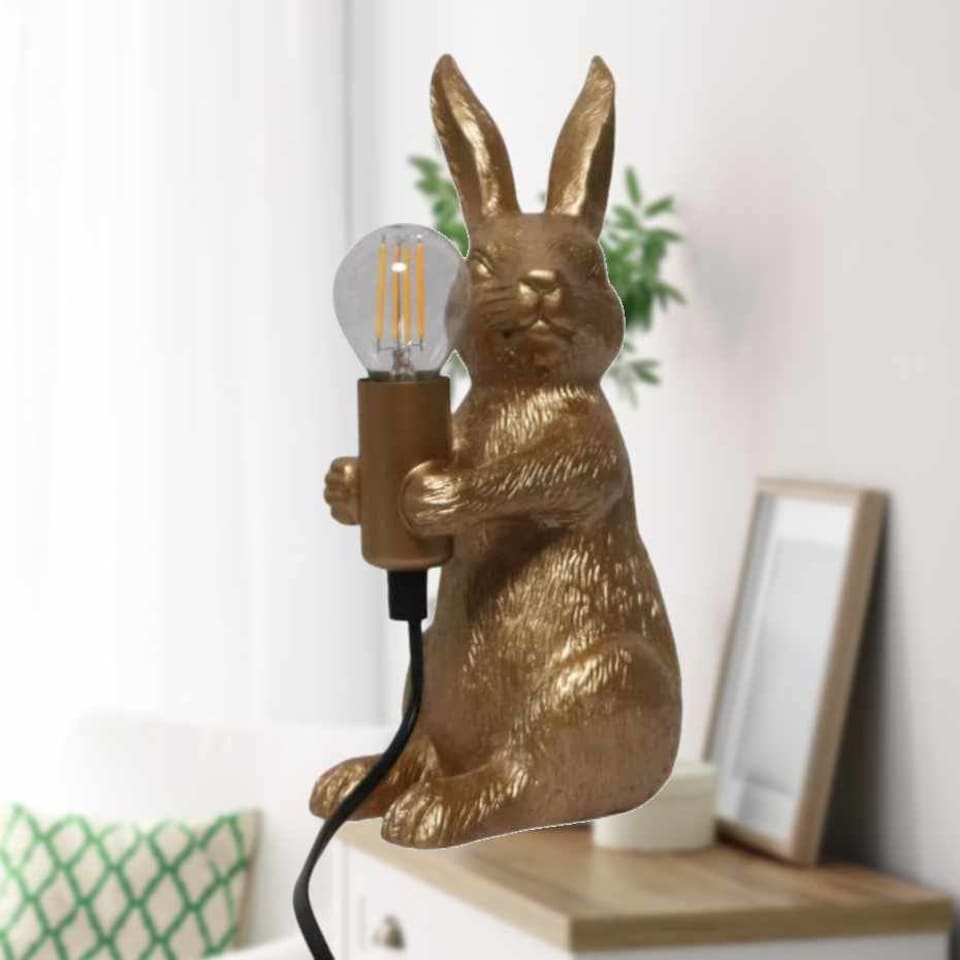 image 1 of Hop Hop - Gold Bunny Rabbit Table Lamp | Gold | Medium | 1