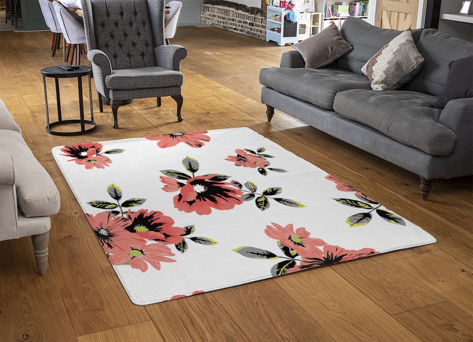 image 1 of Pink Flowers Rug | Multi