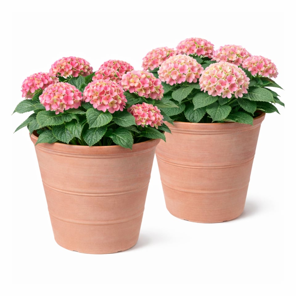 image 1 of JSH Rustic Terracotta Effect 41L Planter in Recycled Plastic 47cm Classic Round Garden Flower Pot Strong and Lightweight | Brown | 2