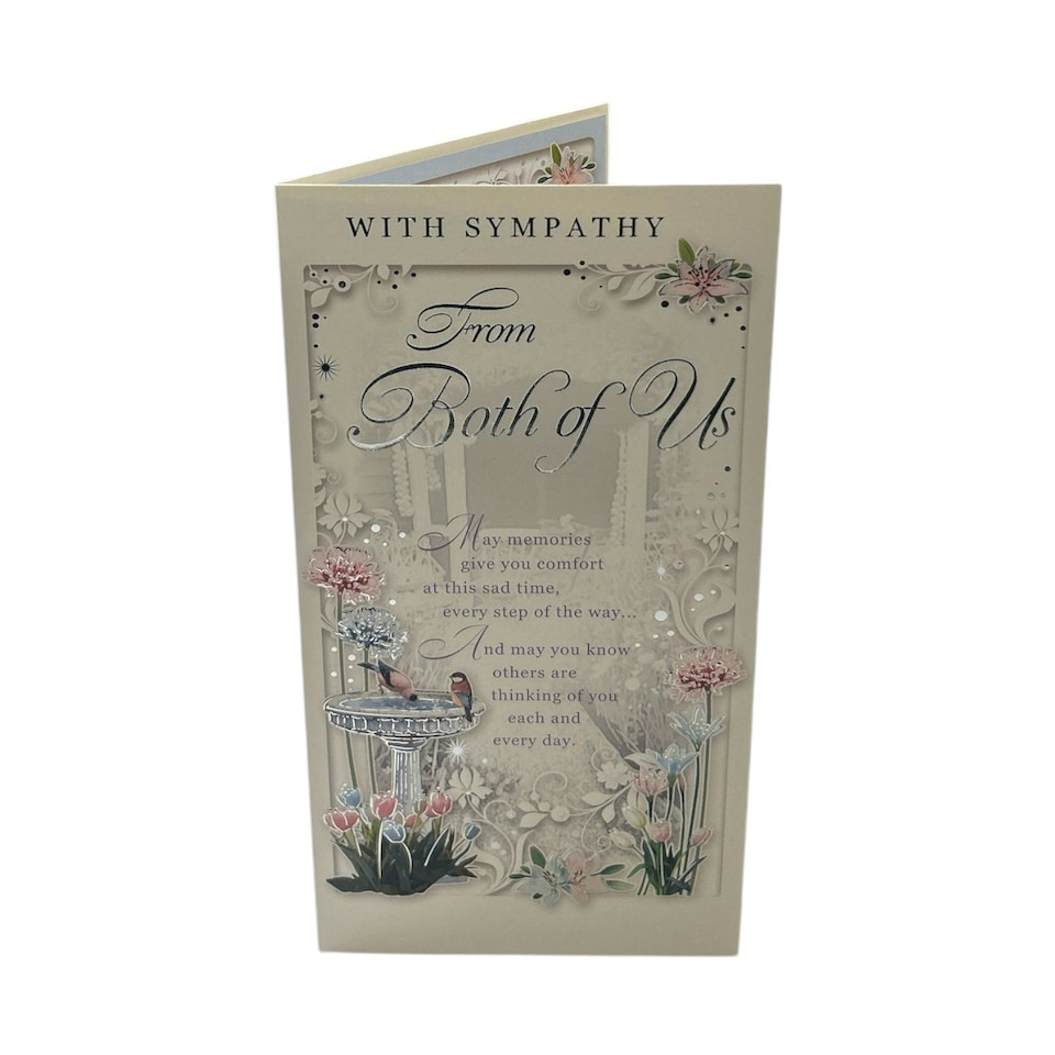 image 1 of From Both of Us Birdbath Fountain Design Sympathy Opacity Card