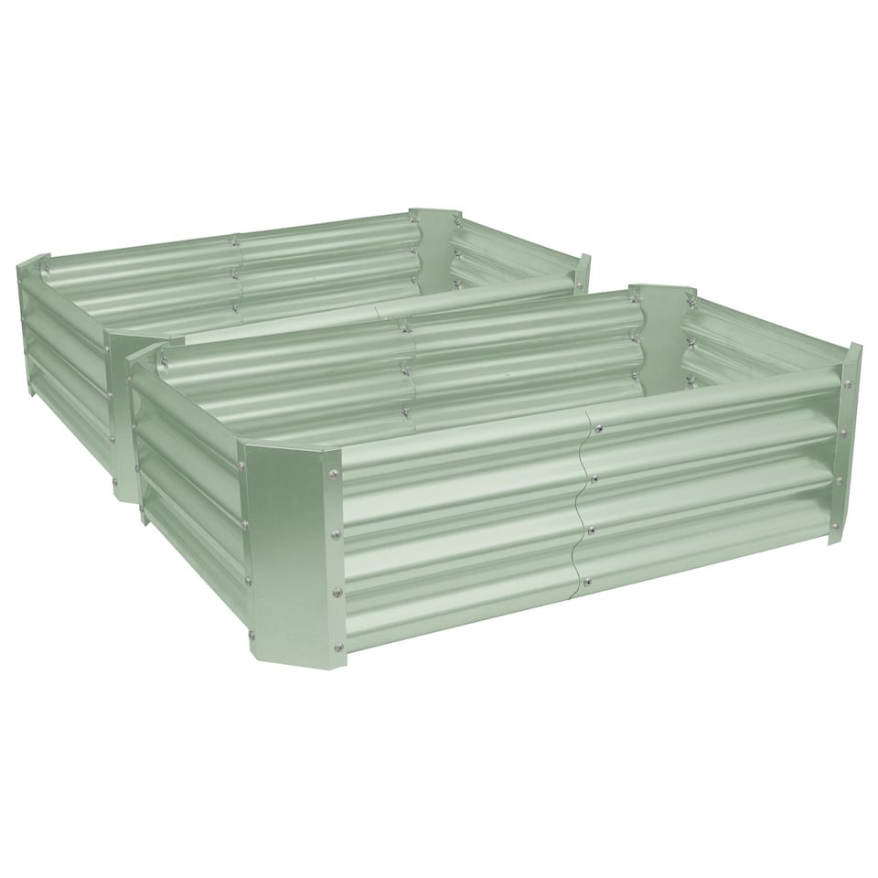image 1 of Harbour Housewares Rectangle Galvanised Steel Raised Garden Beds - 120cm x 60cm - Green - Pack of 2 | Green | Green