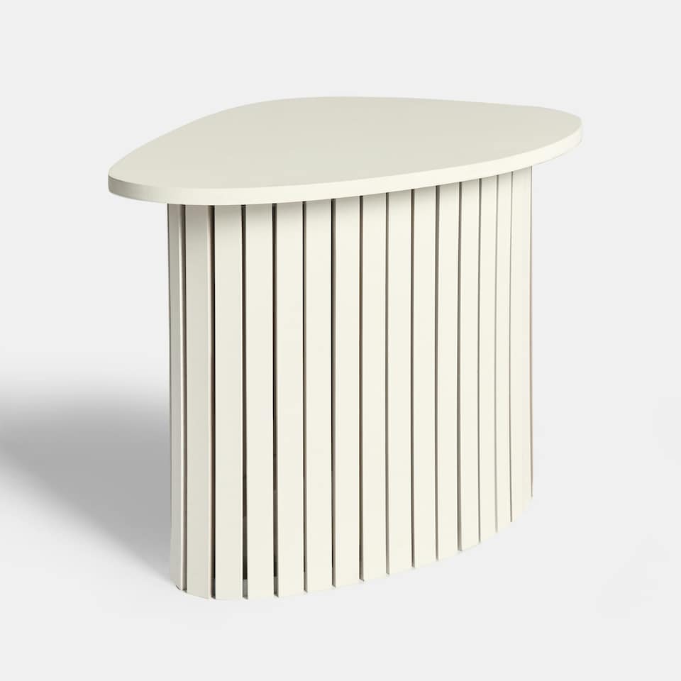image 1 of OHS Ribbed Round Oval Home Living Room Modern Decor Coffee Side End Table | Cream