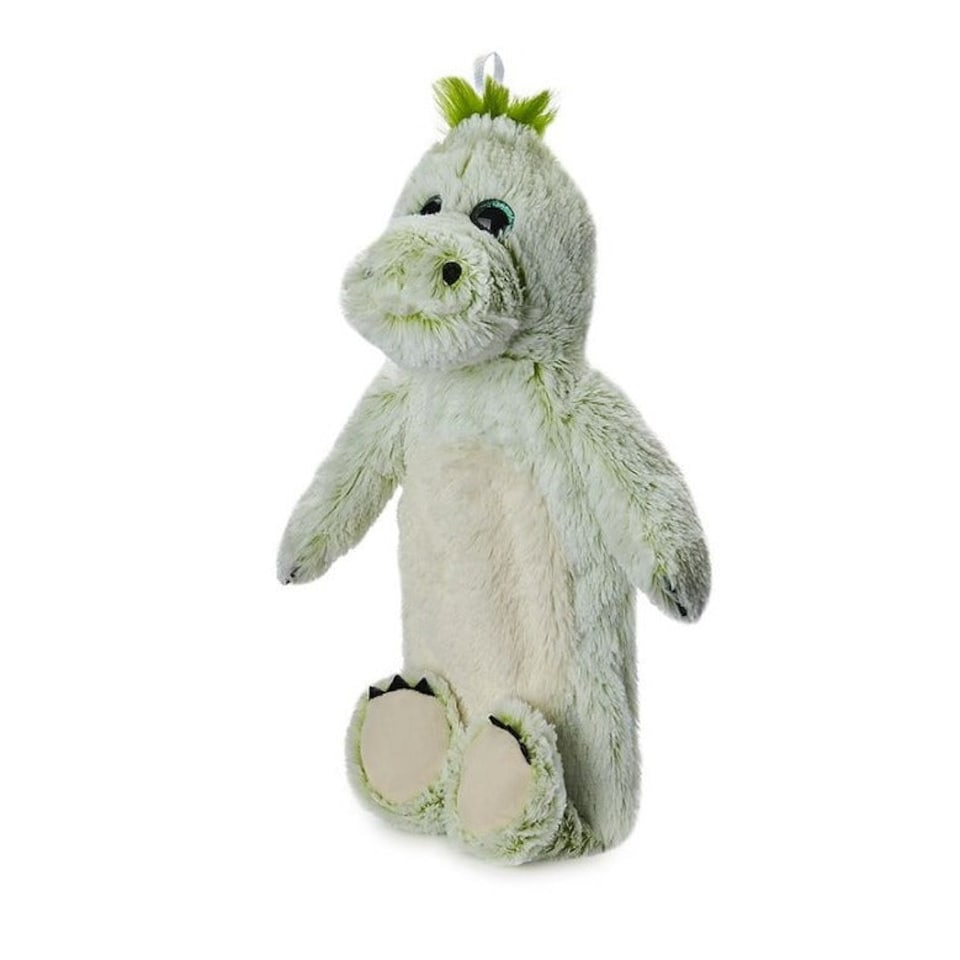 image 1 of Warmies Square Hot Water Bottle With Cosy Cute Plush Removable Marshmallow Dinosaur Cover