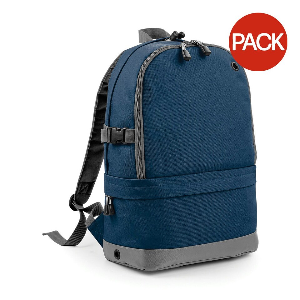 BagBase Backpack / Rucksack Bag (18 Litres Laptop Up To 15.6 Inch) (Pack of 2) - French Navy - One Size
