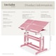 image 6 of Desk - for children, wooden, tiltable tabletop, 7 height settings, with drawer | Pink | pink | 109 x 55 x 94 cm | 1