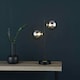 image 2 of Eaen 2 Light Black and Gold Table Lamp with Smoked Glass