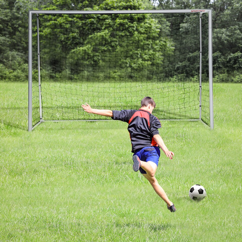 image 1 of SPORTNOW 10ft x 6.5ft Football Goal, Football Net for Garden, Training Goal with Ground Stakes, Steel Frame