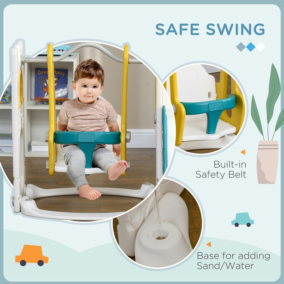 image 1 of AIYAPLAY 6-in-1 Toddler Climber and Set w/ Basketball Hoop, Telescope Yellow