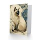 image 2 of Siamese Cat Lover Modern Art Nouveau Flower Design Greeting Card