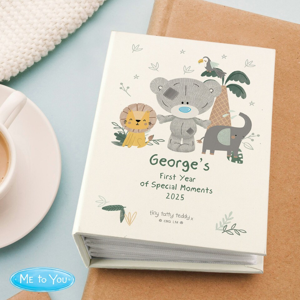 image 1 of Personalised Tiny Tatty Teddy Jungle Animals 6x4 Photo Album Cream