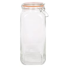 Argon Tableware Square Glass Jar with Clip-Top Lid - 2L