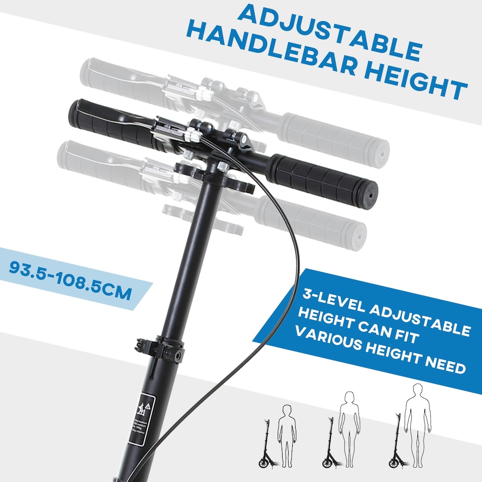 image 1 of HOMCOM Adult Teens Kick Scooter Fold Adjust 14+ w/ Rear Wheel&Hand Brake Black