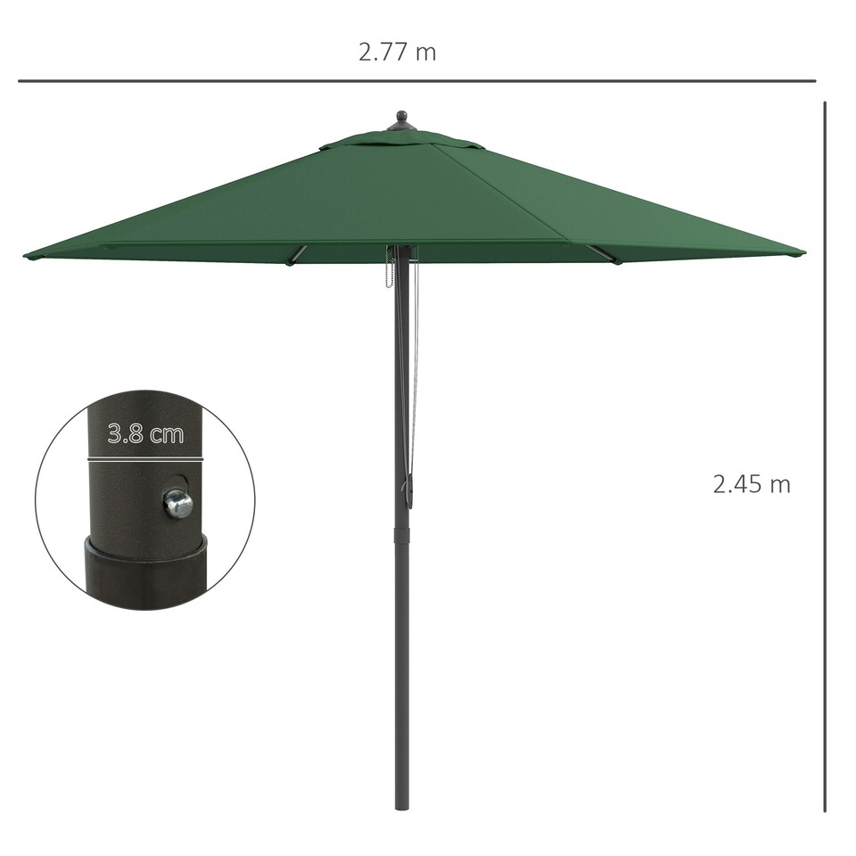 image 1 of Outsunny 2.8m Patio Umbrella Parasol Outdoor Table Umbrella 6 Ribs Green