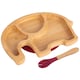 image 1 of Tiny Dining Bamboo Elephant Baby Weaning Plate & Fork Set - Red