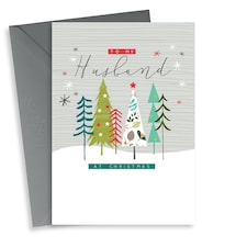 Classic Christmas Card - Husband - Illustrated Trees