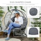 image 4 of Outsunny Folding Rattan Egg Chair, Freestanding Basket Chair with Cushion, Bottle Holder Bag for Outdoor or Indoor, Grey