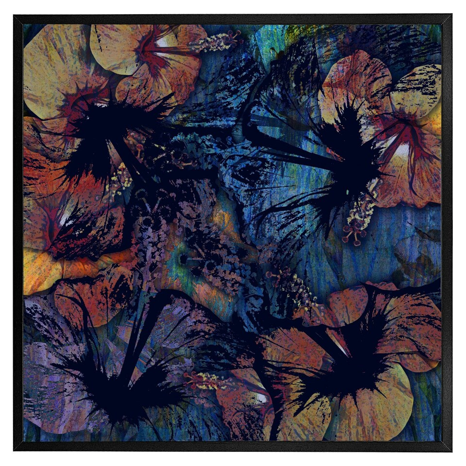 image 1 of Grunge flower print (Picture Frame) Grey | XL