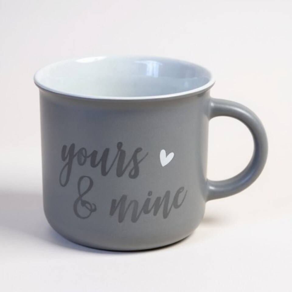 image 1 of Heart Design Ceramic Coffee Mug Set 400m | Grey | Light Grey with Heart Line | 400ml | 1