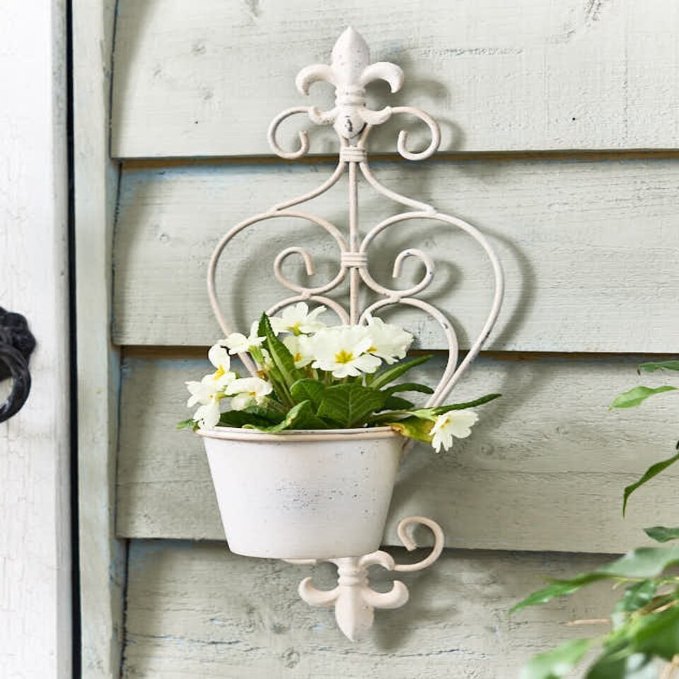 image 1 of Fleur de Lys Ivory Wall Planter Cream