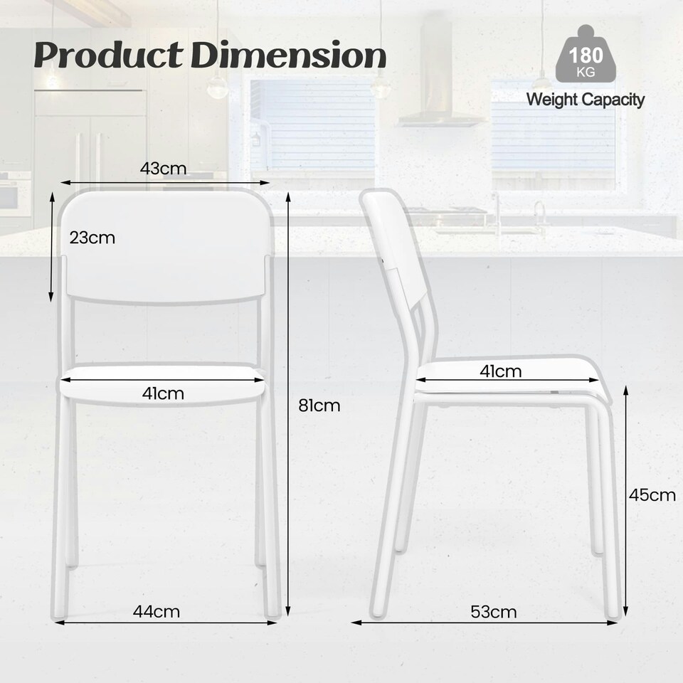 image 1 of COSTWAY Set of 4 Stackable Dining Kitchen Chairs Black