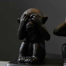 ValueLights Pair Of Monkey Animal Quirky Modern Black Table Lamps With Grey Shades