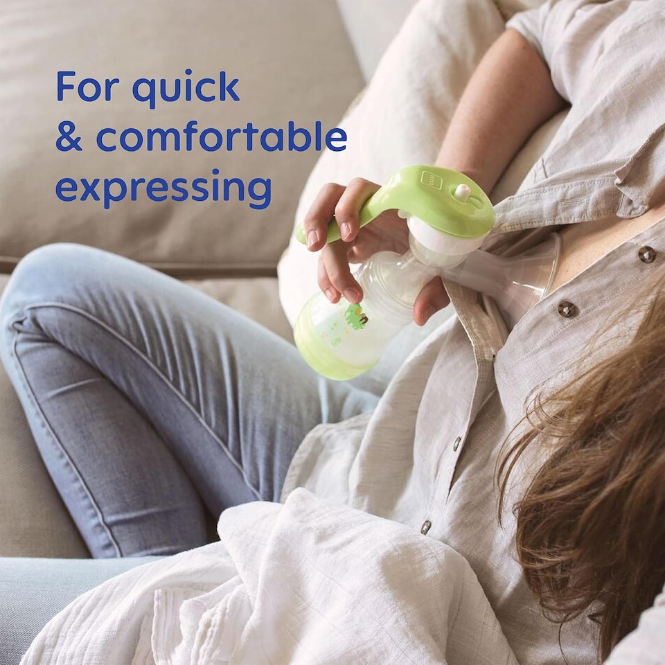 image 1 of MAM Manual Breast Pump With 130ml Bottle Anti-Colic BPA BPS Free