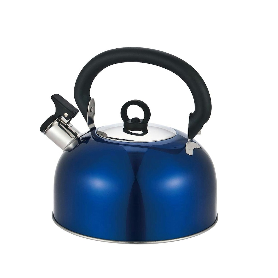 image 1 of Buckingham Stainless Steel Camping Whistling Kettle 2.5 Litre , Metallic Blue