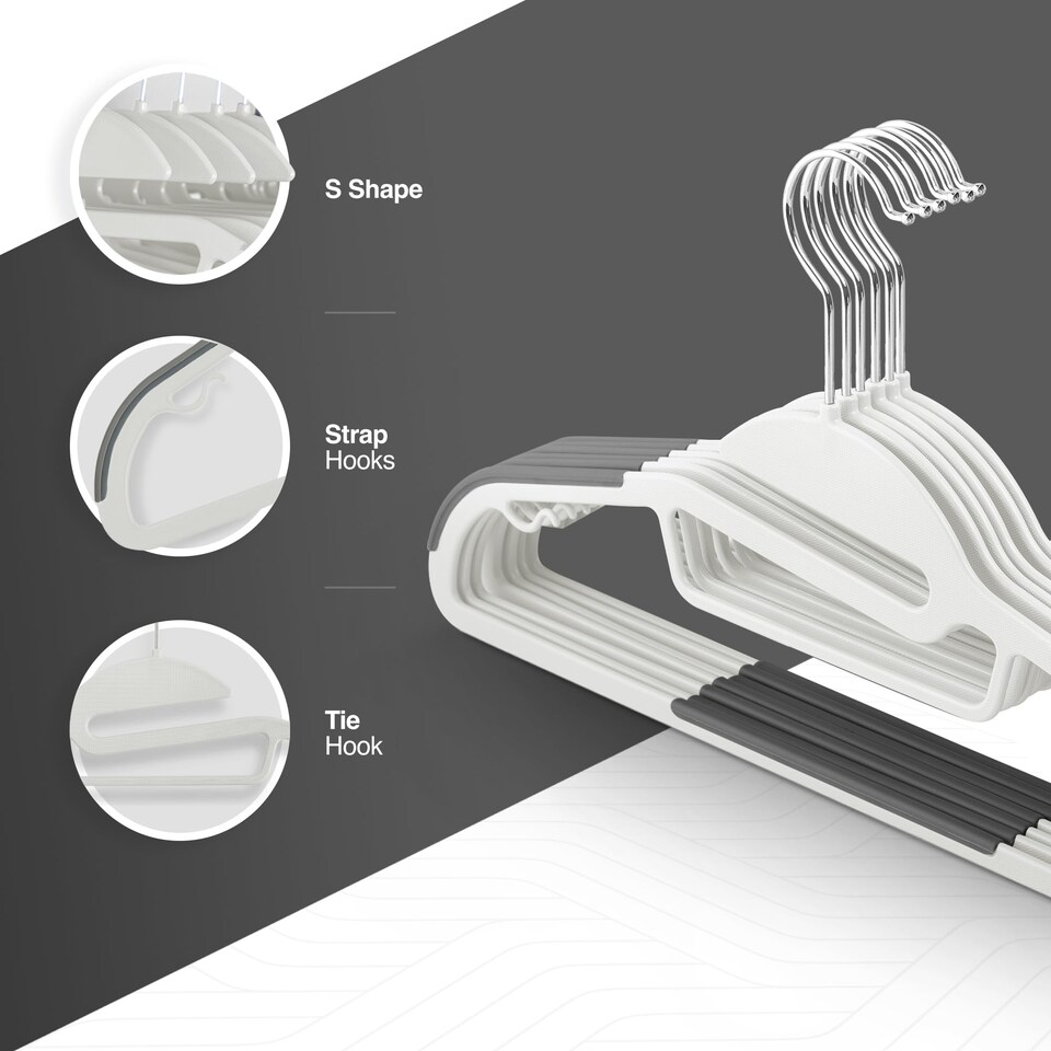 image 1 of Keplin Non-Slip Hangers, Durable, Slimline Design for Space Saving with 360 Degree Swivel