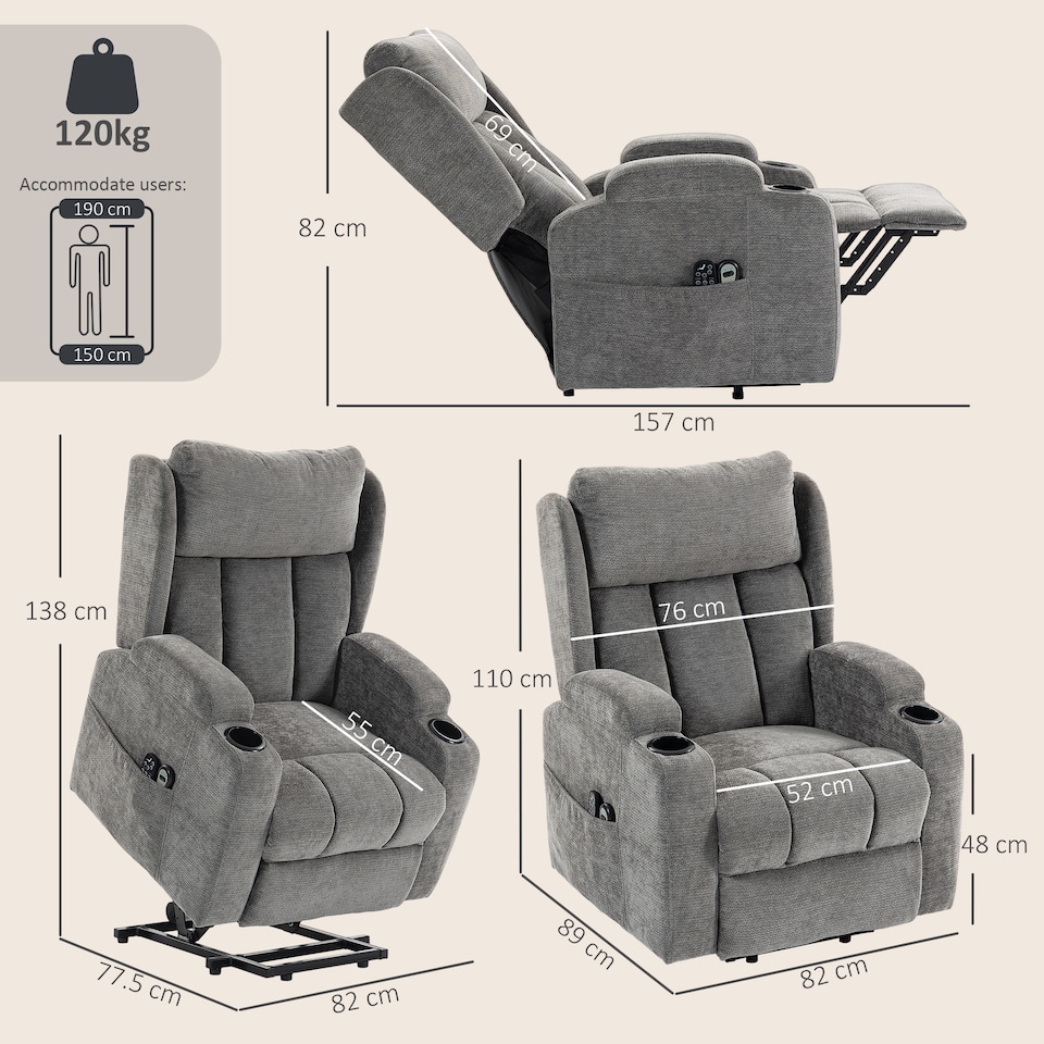 image 1 of HOMCOM Power Recliner Chair w/ Massage and Heat, Electric Lift Chair