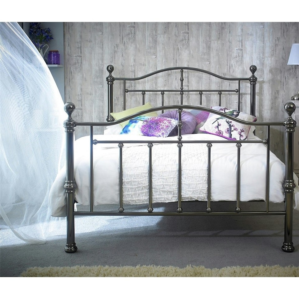 image 1 of 5ft King Size Elizabeth Black Nickel Metal Bed Frame - (155cm)