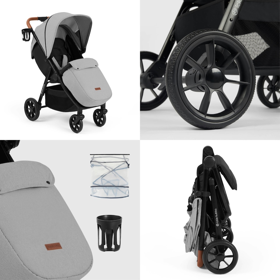 image 1 of Stomp Stride Max Stroller - from Birth to 22kg, Extra-Large Seat, Multi-Terrain Wheels, Raincover, Footwarmer, Cupholder & UPF 50+ Hood (Pearl Grey)