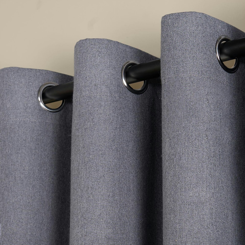 image 1 of OHS Woven Textured Blackout Eyelet Curtains, 66x90" - Charcoal