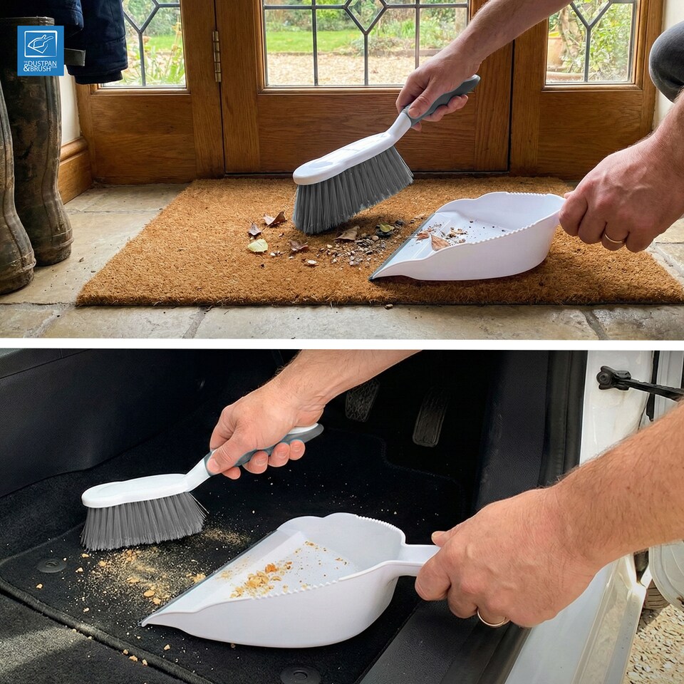 image 1 of Durable Bristles and Easy Sweep Dustpan and Brush Set