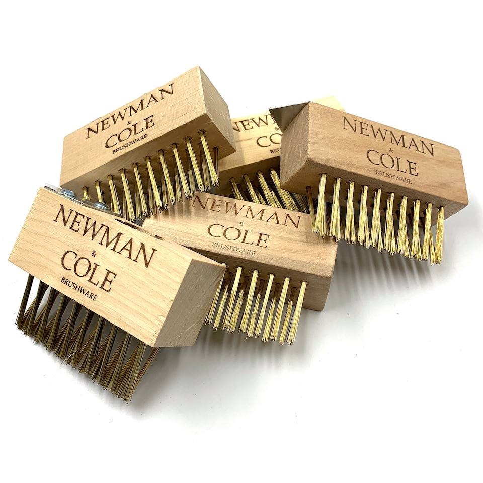 image 1 of Patio Weed Remover Brush Replacement Heads with Brass Bristles and Scraper - Pack of 5