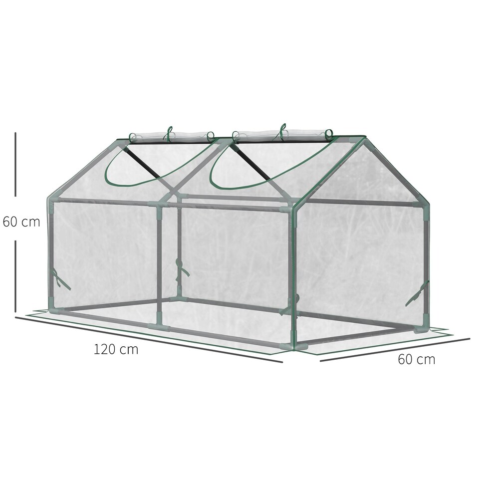 image 1 of Outsunny Greenhouse Plants Foil Tomato Vegetable House W/ 2 Windows White
