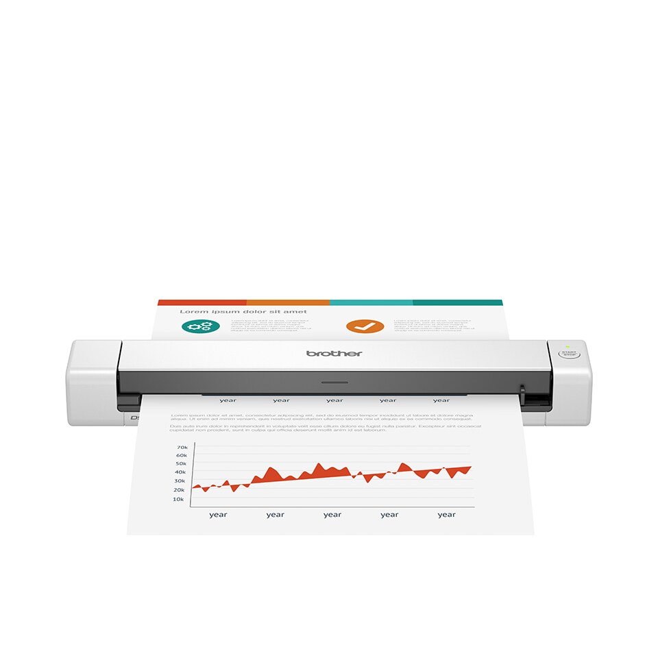 image 1 of Brother DS-640 Portable Document Scanner, 1200 x 1200 DPI, 15 ppm, A4, White